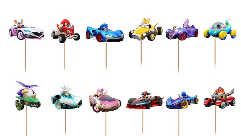 Sonic Racing Crossworlds Cupcake Toppers 12pc, 24pc, 36pc bild 1