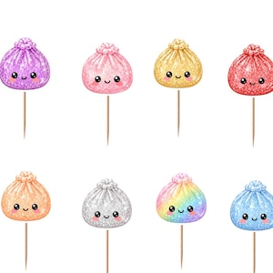 Glitter Dumplings Cupcake Toppers 12pc, 24pc, 36pc bild 1