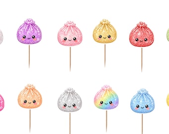 Glitter Dumplings Cupcake Toppers 12pc, 24pc, 36pc