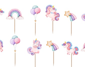 Unicorn Cupcake Toppers 12pc, 24pc, 36pc