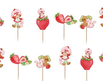 Strawberry Shortcake Cupcake Toppers 12pc, 24pc, 36pc