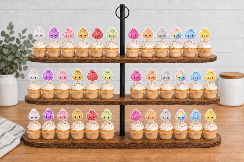 Glitter Dumplings Cupcake Toppers 12pc, 24pc, 36pc Dumplings 36pc