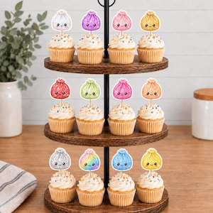 Glitter Dumplings Cupcake Toppers 12pc, 24pc, 36pc Dumplings 12pc