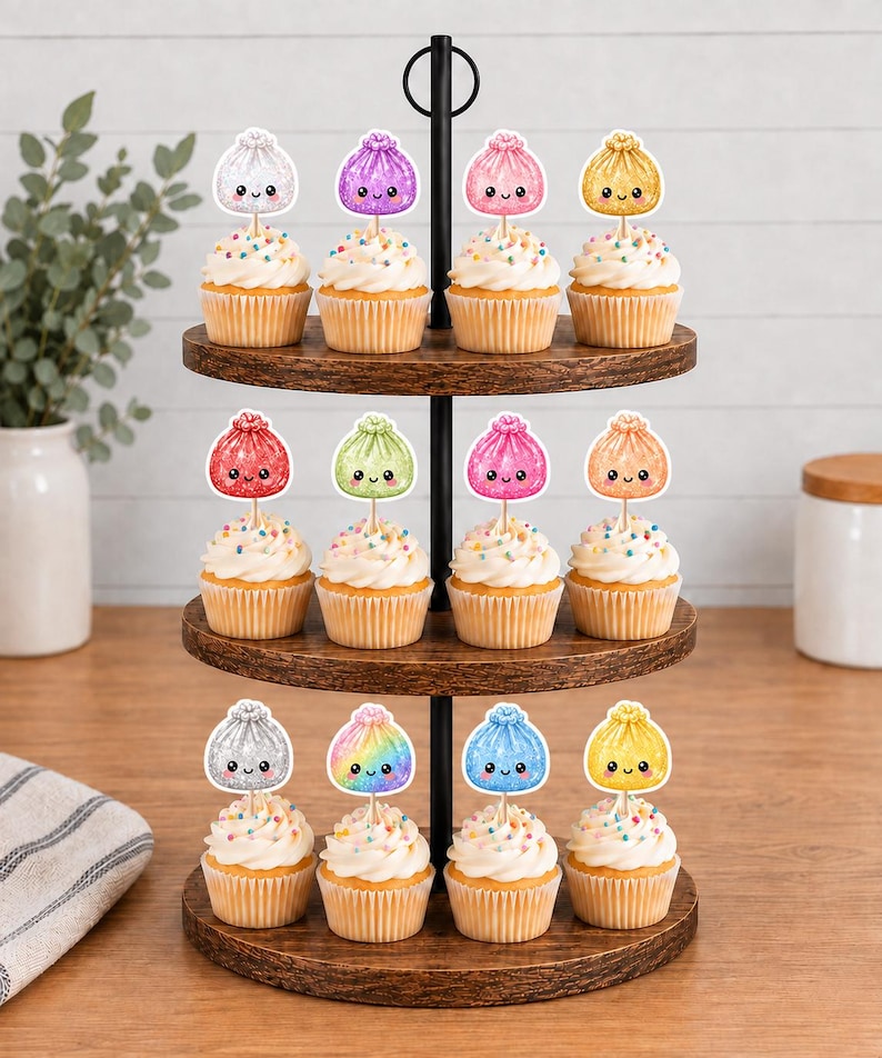 Glitter Dumplings Cupcake Toppers 12pc, 24pc, 36pc Dumplings 12pc