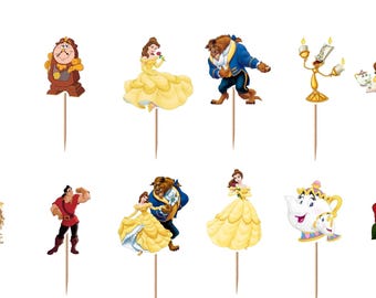 Beauty and The Beast Cupcake Toppers 12pc, 24pc, 36pc