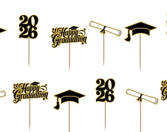 Graduation Cupcake Toppers 12pc, 24pc, 36pc