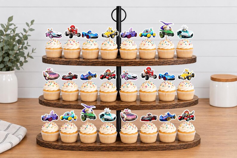 Sonic Racing Crossworlds Cupcake Toppers 12pc, 24pc, 36pc Sonic Racing 24pc