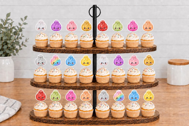 Glitter Dumplings Cupcake Toppers 12pc, 24pc, 36pc Dumplings 24pc