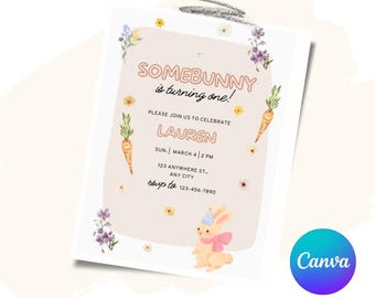 Somebunny is Turning One Invitation/ customizable digital template