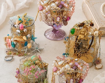 Vintage Jewelry Mystery Jar, Curated Surprise Jewelry Box, French Romantic Gift for Her