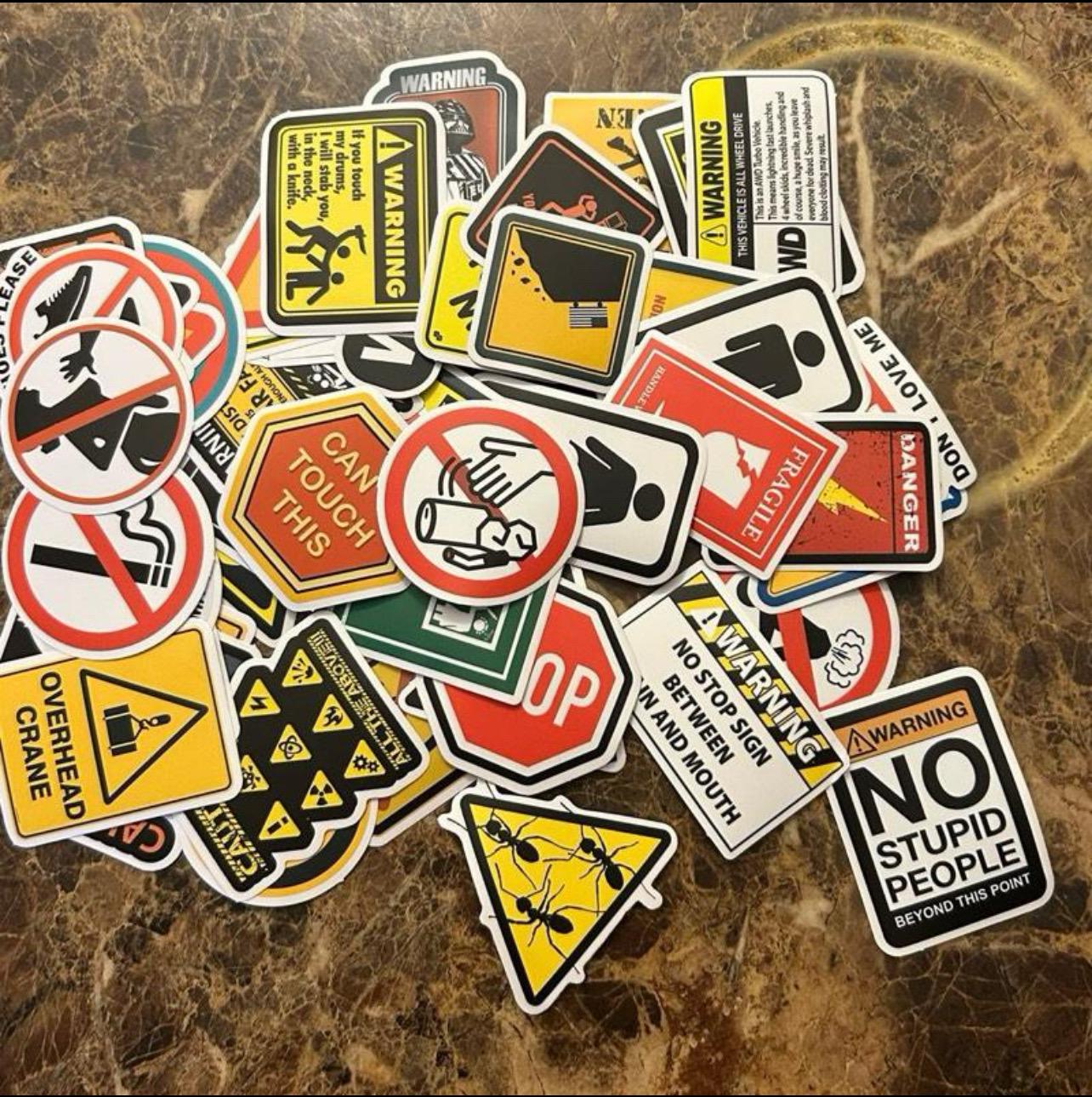 Caution Warning Stickers 50 Pieces - Etsy
