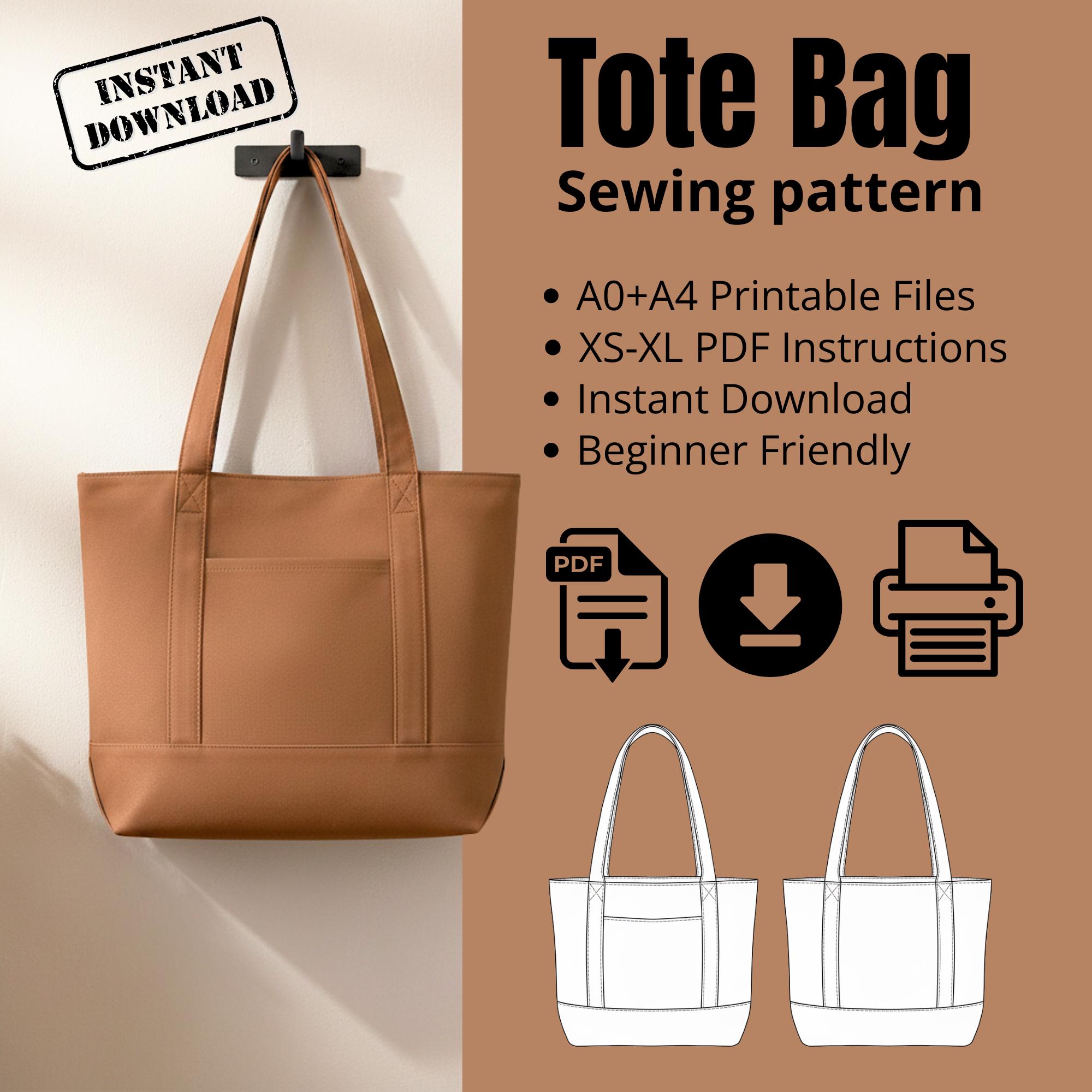 Canvas Tote Bag Sewing Pattern PDF | Minimalist Shopping Bag Pattern ...