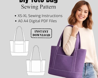 Patrones de Bolsos Tragetasche PDF | Bolsa Wiederverwendbare Patrón | Patron Bolso Fácil | Bolsos para Dama PDF | Bolsas de Tela mit Forro