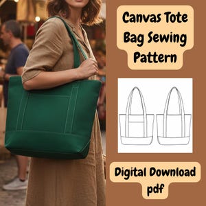 Canvas Tote Bag Sewing Pattern PDF, Instant Download, Minimalist Shopping Bag Pattern, A0 A4 Files, Beginner Friendly Sewing Instructions