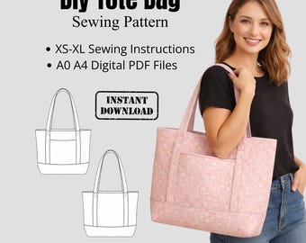 Minimalistische Tragetasche Schnittmuster | Sofortdownload | Wiederverwendbare Einkaufstasche Muster | Hobo Bag Muster | Anfänger Freundliche Anleitung
