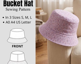Womens Reversible Bucket Hat Pattern | Linen Hat Sewing Pattern | A0 A4 Files | Trendy Summer Beach Hat Pattern | Beginner Friendly S, M, L