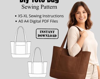 Hobo Bag Schnittmuster | Sofortdownload | Minimalistische Handtasche Muster | Schminktasche Muster | A0 Dateien A4 | Anfänger Freundliche Anleitung