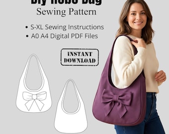 DIY Hobo Bag Schnittmuster PDF | Slouchy Schultertasche Muster | A0 A4 druckbare Dateien | Anfänger Freundliches Taschenmuster | Digitaler Download