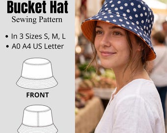 Linen Bucket Hat Sewing Pattern PDF | Reversible Hat Pattern | A0 A4 Files | Trendy Womens Sun Hat Pattern | Beginner Friendly Instruction