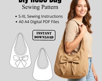 Hobo Bag Schnittmuster PDF | Easy Slouchy Geldbörse Schnittmuster für Anfänger | A4 A0 Umhängetasche Muster | Sofort Download