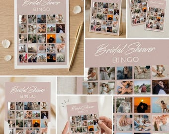 Juego de bingo para despedida de soltera, plantilla editable de Canva, actividad para la fiesta de bodas (descarga instantánea)