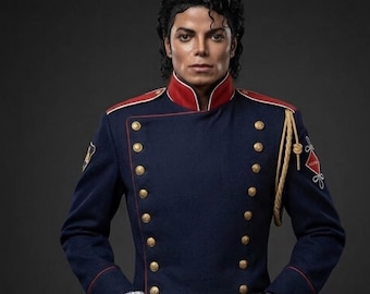 Inspirado en Michael Jackson: Chaqueta militar – Chaqueta azul de la película Retro Pop Star MJ 2026