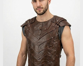 Armadura de pecho de cuero hecha a mano: Disfraz de caballero medieval para LARP y cosplay / Coraza de guerrero vikingo, atuendo para feria renacentista, armadura hecha a medida.