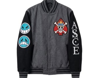 Chaqueta universitaria de anime One Piece: Ropa urbana de los Piratas Spade y Barbablanca – Ropa de cosplay de Fire Fist Ace REGALO PARA ELLA