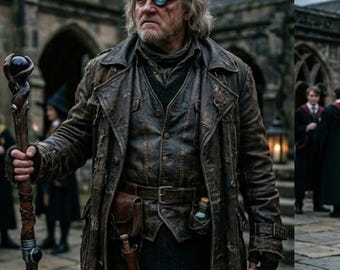 Mad-Eye Moody Cosplay-kostym Trollkarlsjägare-inspirerad Cosplay-kappa Steampunk-läder-trångkostym: Halloween Cosplay-outfit