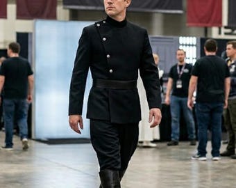 Disfraz de oficial imperial negro: traje militar de ciencia ficción estilo director, confeccionado a medida, ideal para convenciones y Halloween.