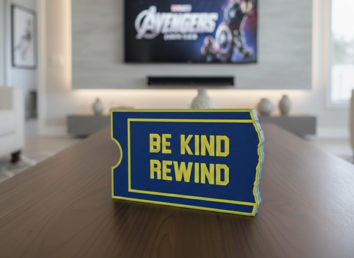Be Kind Rewind Sign, 3D Printed Retro Video Store Decor, Blockbuster ...