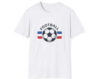 Football Soccer Ball Graphic T-Shirt | Retro Stripe Sports Tee