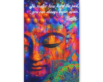 buddha art canvas wall: colorful meditation decor with inspirational quote