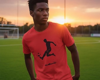 Soccer Player Silhouette Youth Tee | Kicking Ball Soccer Graphic Shirt