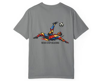 Camiseta geométrica de chilena de fútbol / Nunca dejes de creer