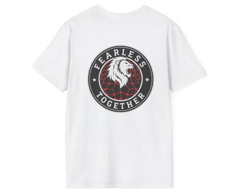lion t shirt with minimal chest logo and graphic back tee