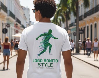 Jogo Bonito Style soccer player graphic T-shirt | Brazil flair