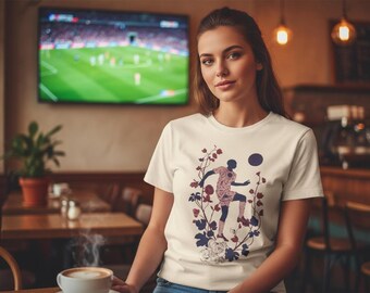 graphic tee Floral Soccer Player T-Shirt: Botanical Illustration, Unisex Athletic Shirt, Soft Cotton Top