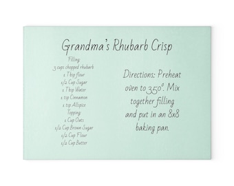 Custom Recipe Glass Cutting Board | Personalized Family Recipe Keepsake | Gift for Grandmas, Kids, and Grandkids | Wedding Gift