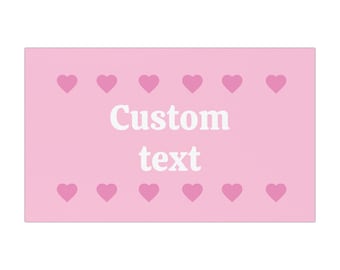 Custom Text Car Magnet | 7.5 in x 4.5 in Car Magnet | Personalizable Pink Car Magnet with Hearts | Customize your car