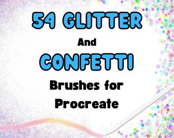 54 Glitter & Confetti Procreate Brushes | Sparkle Stamp Set for iPad | Digital Glitter Texture Brushes | Cute Procreate Brush Pack