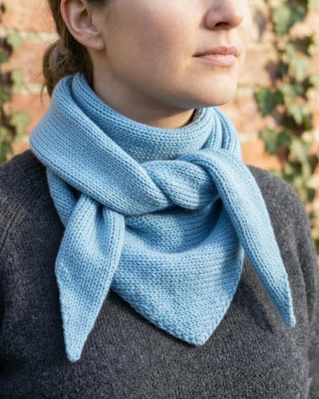Easy Triangle Scarf Knitting Pattern PDF | Beginner Knit Neck Scarf ...