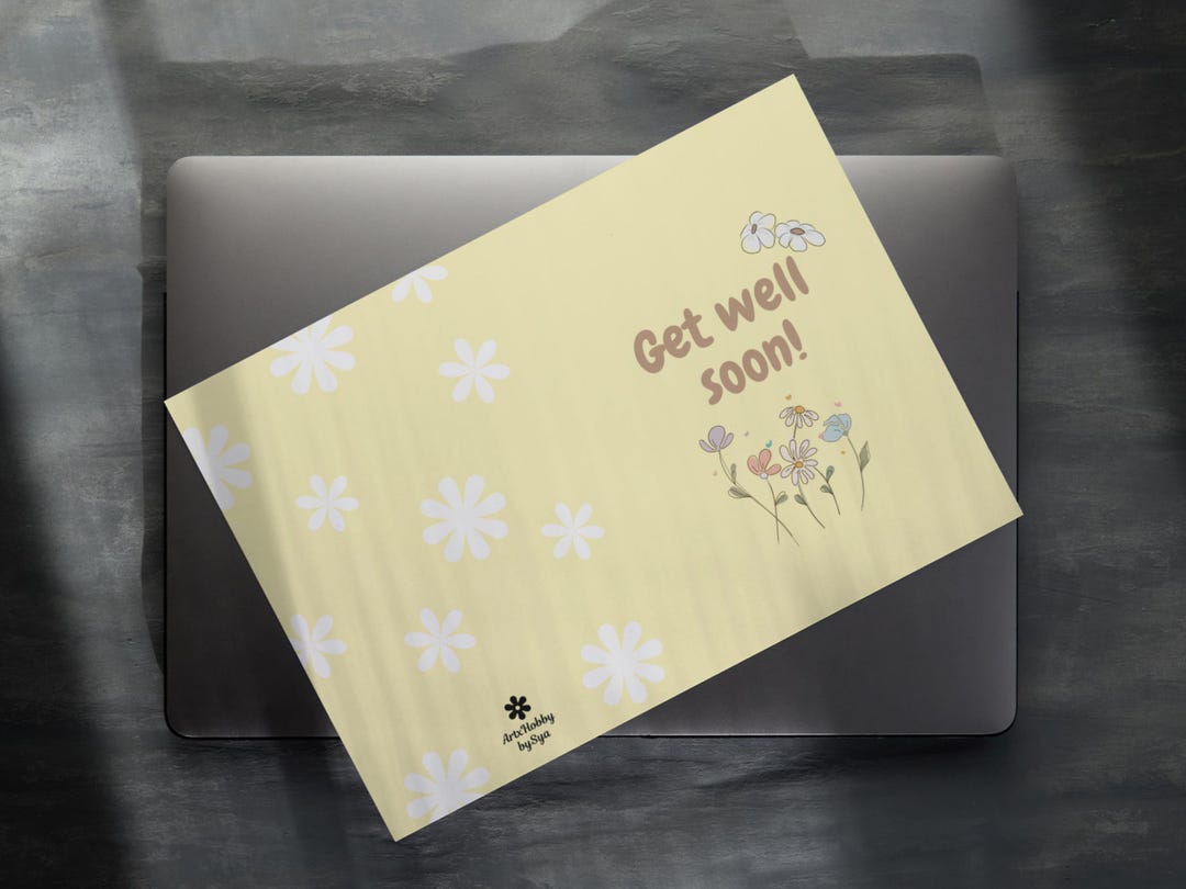 Daisy Flower Get Well Soon Card, Yellow Color Greeting Card (digital ...