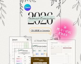 12-Month Personal Curriculum Planner | Yearly Self Guided Learning Workbook | Digital Personal Growth & Productivity Planner 2026