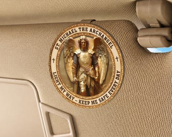 St. Michael The Archangel Light My Way Keep Me Safe Every Day - Car Visor Clip, Catholic Car Accessory, Keep Me Safe Travel Protection Gift