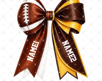 Custom Football and Cheer Name PNG, Custom Name Football Cheer Bow, Team Color Sports PNG, Football Mom Game Day Digital Download
