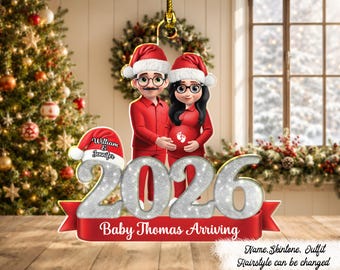 Baby Expecting Milestone Keepsake First Christmas - Personalized Custom Acrylic Ornament, Baby Arriving Ornament, Pregnancy Reveal Ornament