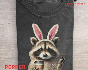 Youth + Adult Funny Raccoon Comfort Colors Shirt, Easter Bunny Shirt, Raccoon Shirt, Easter Gift, Animal Lover Gift, Meme Shirt