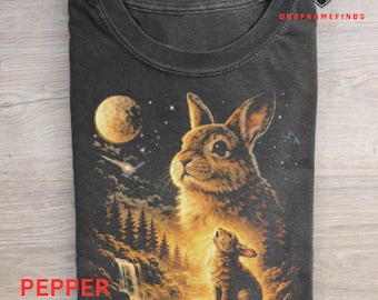 Youth + Adult Bunny Howling to the Moon Vintage Comfort Colors T-Shirt, Silly Rabbit Tee Easter Gift, 90s Full Moon Shirt, Bunny Shirt