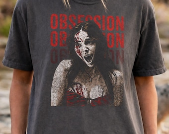 Retro Horror Graphic Tee V2, Black Slasher Style Shirt, Distressed Scream Portrait T Shirt, Spooky Halloween Top, Gothic Movie Aesthetic